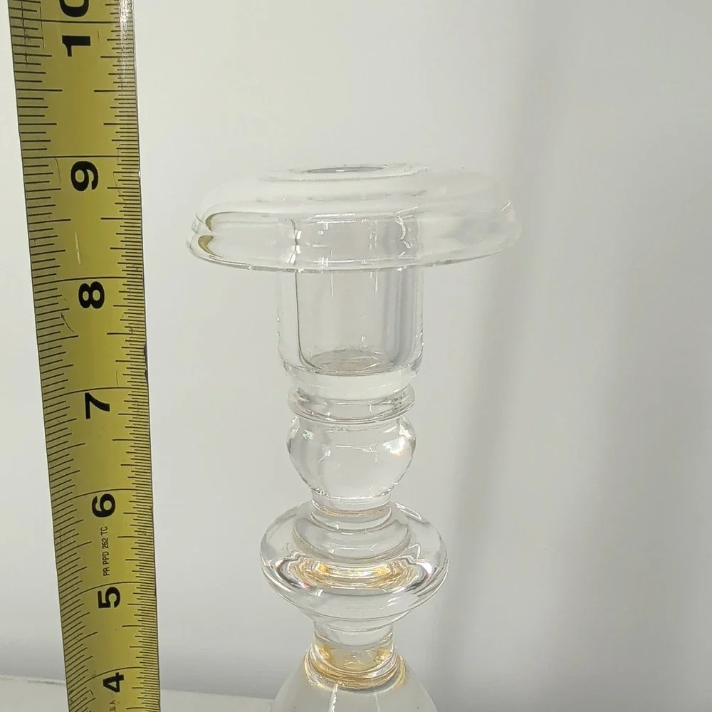 Steuben Crystal Teardrop Candlestick Holder Signed Vintage Glass 9 Inch Repaired